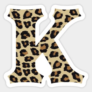 Letter K Leopard Cheetah Monogram Initial Sticker